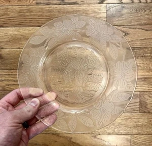 Plato de vidrio Macbeth Evans rosa depresión madera de perro manzano flor de colección - Imagen 1 de 6