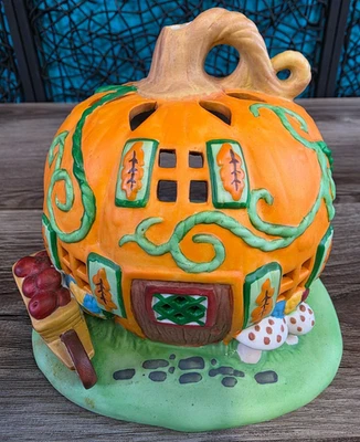 Partylite Pumpkin Patch House Tealight Candle Holder RETIRED Fall Thanksgiving - Image 1 of 4