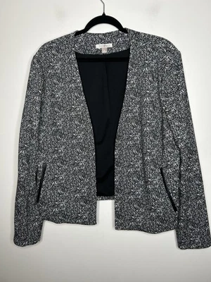 Chaqueta Blazer Mujer Roz & Ali Blanco y Negro Frente Abierto Mujer’s Talla Grande XL Foto 1 de 4