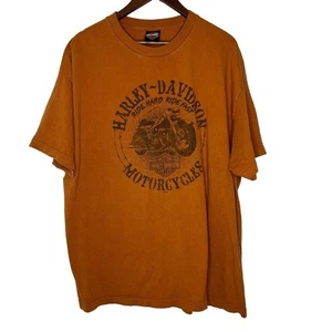 Camisa Harley Davidson Naranja Big Bike Estampado Gráfico Manga Corta 2XL Para Hombre - Imagen 1 de 13