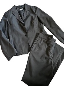 Barneys New York Womens Wool 2 Button Pantsuit Gray Size 8 Pants 10 Jacket. C9 - Picture 1 of 12