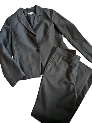 Женский шерстяной брючный костюм Barneys New York на 2 пуговицах серый размер 8 брюки куртка 10.   C9 - Изображение 1 из 4