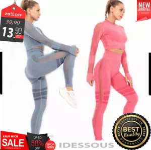 Sexy Sport Yoga Anzug Nahtlos Fitness Leggings Jogging Trainingsanzug Damen GYM - Bild 1 von 17