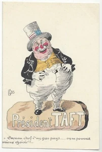 Postal vintage firmada por artista propaganda política burlándose del presidente Taft de 1910 - Imagen 1 de 2