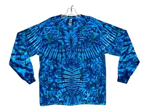 Tie Dye Shirt | Blue Phoenix Blotter | Long Sleeve Handmade T-Shirt | Small-6X - Picture 1 of 7