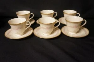 6 Lenox Porcelain USA Chesapeake Cups 3 1/8" Tall x 3 5/8" Wide, and Saucers (1) - Picture 1 of 1