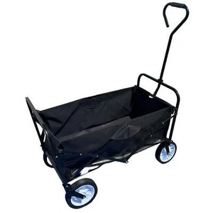 Iron Bar Foldable Wagon Cart Heavy Duty, Cup Holders, Side Table, Black - Picture 1 of 5