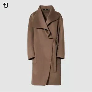 Uniqlo Jil Sander +J Cashmere-blend collarless coat Women Brown XS S M L XL XXL - Picture 1 of 11