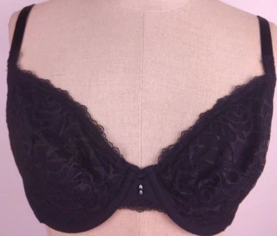Lily Of France 2177140 Black Sheer Cup Underwired T Shirt Bra Size 36.   C  (19) - Image 1 of 4