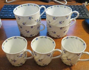 4 Haviland Limoges France Blue Ivy/Garland Swirl Cups + 3 Demitasse MINT! - Picture 1 of 2