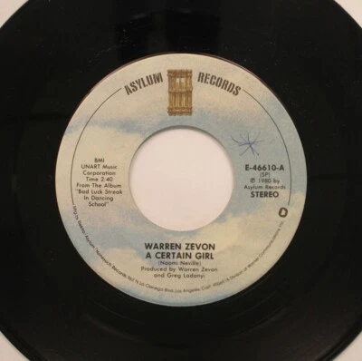 Warren Zevon - 45 - A Certain Girl / Empty-Handed Heart On Asylum Records - Image 1 of 2