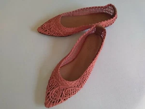 NWOT Veracruz Artisans Spain size 7/37 Woven Coral Flats - Picture 1 of 4