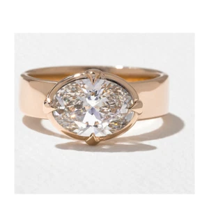 Lab Grown Oval Cut Diamond Engagement Ring 2.00 Ct IGI 14k Yellow Gold  5 6 - Bild 1 von 13