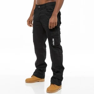 Kruze Mens Cargo Combat Trousers Jeans Work Denim Pants Big King All Waist Sizes - Picture 1 of 21