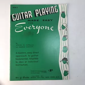 Libro VERDE CINQUE 5 chitarra suonare facile per tutti Estella Roberts 1960 NOS - Foto 1 di 5