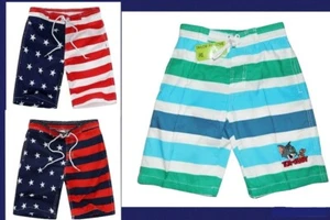 NWT BOYS size 7-8, 10 TOM & JERRY or AMERICANA DRAWSTRING BOARDSHORT SWIM TRUNKS - Picture 1 of 20