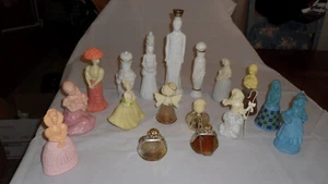Vintage Lot of 17 AVON Glass Bottles Women Angels Little Bo Peep Fancy Lady - Picture 1 of 10