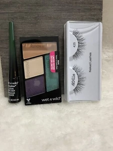 “ wet'n wild lot “Mega liner Liquid Eyeliner, Eyeshadow Quad & Ardell Lashes . - Picture 1 of 3