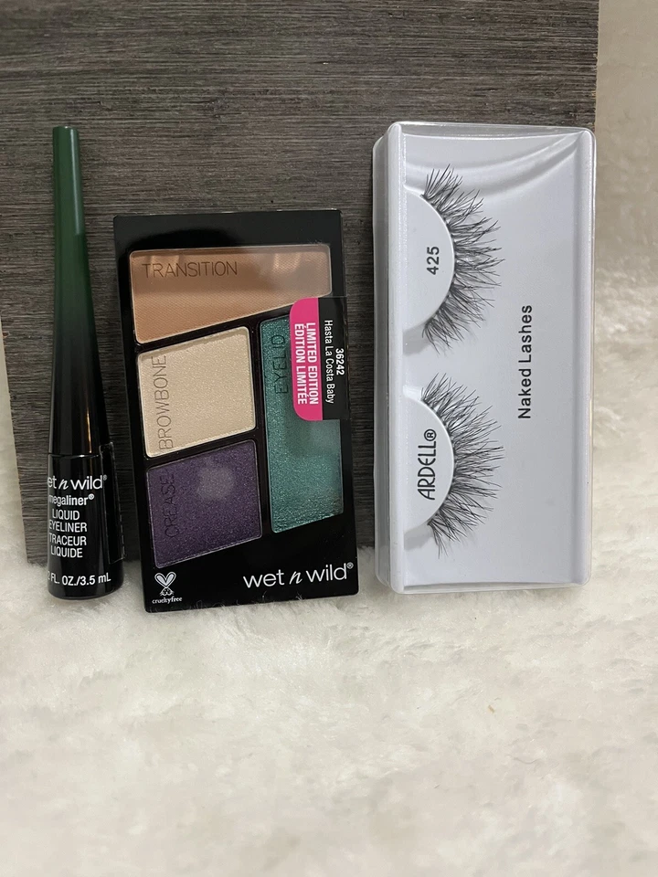 “ wet'n wild lot “Mega liner Liquid Eyeliner, Eyeshadow Quad & Ardell Lashes . - Image 1 of 3