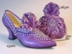 Opulent Shoe Set Plus Purse QVC Exclusive Purple with Rhinestones Just the Right - Bild 1 von 5