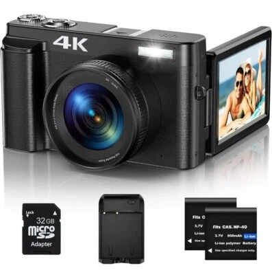 Digital Camera 4K 48MP Autofocus, 3" IPS Flip screen, 32G Card, 16X Digital Zoom - Image 1 of 4