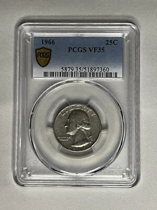  1966 PCGS VF35 No Mint Mark Washington Quarter 25C - Picture 1 of 4