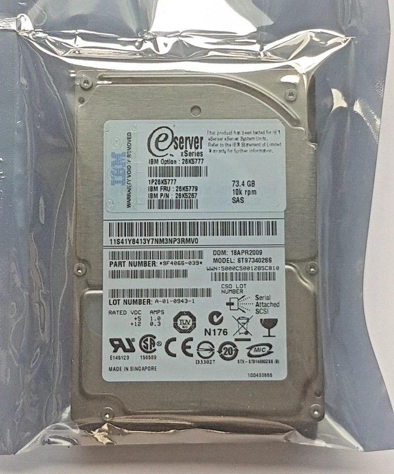 73.4 GB SAS IBM xSeries 26K5777 / ST973402SS 10K 8 MB HDD 2.5" Hard Drive New - Image 1 of 1