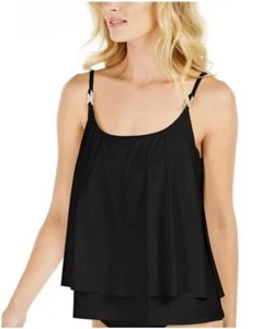 Michael Kors Iconic Solid Black Underwire Tankini Swim TOP NWT Small - Picture 1 of 7