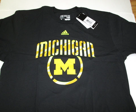 Brand  New Men's NCAA Michigan Wolverines  Printed Cotton Adidas T-Shirt Large Cover