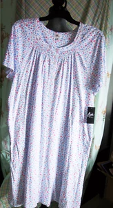 ARIA NIGHT GOWN Raglan sleeve SCOOP NECK Blue floral WOMEN 3 X NWT - Picture 1 of 2