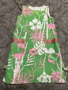 Corley’s Girls Flamingo Dress Pink and Green Size 6 Tropical - Picture 1 of 4
