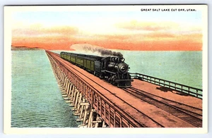 Utah Great Salt Lake Lucin Cut-Off Train Railroad 1910s Postcard C076 - Picture 1 of 2