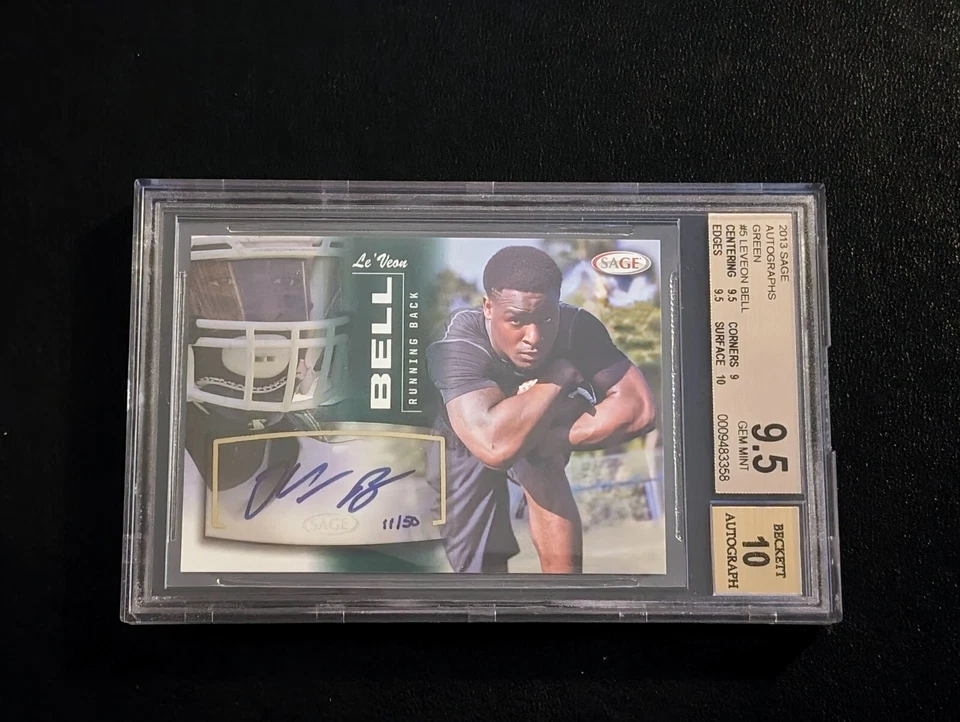 2013 SAGE #5 Leveon Bell *GREEN* RC AUTO #d /50 BGS 9.5 GEM MINT - Image 1 of 1