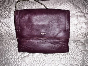 VTG Lanvin Paris Burgundy Crossbody Shoulder Handbag 100% Authentic Made Italy - Picture 1 of 16
