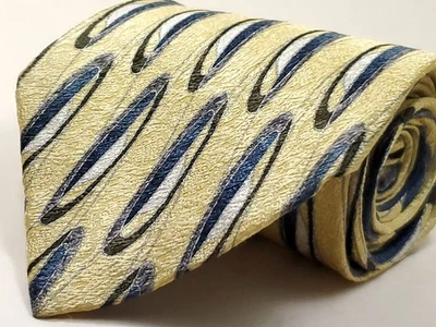 Corbata BACHRACH vintage hecha en EE. UU. 100 % seda para hombre oro amarillo azul blanco NUEVA Foto 1 de 4