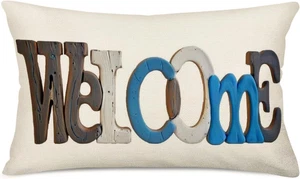 Fukeen Welcome Lumbar Throw Pillow Covers Farmhouse Rustic Decorative Rectangula - Picture 1 of 12