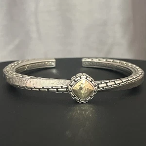 John Hardy JAI Sterlingsilber 14K gehämmert Twist Box Kette Manschette Armband 7" - Bild 1 von 21