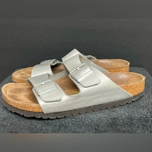 Birkenstock Arizona Silber Leder Sandalen Schuhe Gr. 41 US 10 schmal - Bild 1 von 8