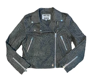 Giacca Motociclista Walter Baker Liz 100% Pelle Donna M Stampa Ghepardo Grigio Nuova senza etichette - Foto 1 di 10