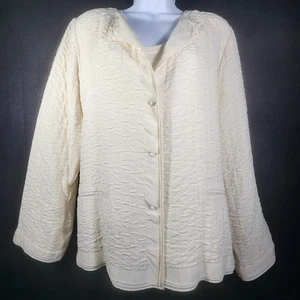 Eileen Fisher Jacket & Shell 100% Layered Silk Sz XL -L Cream Career Holiday  - Picture 1 of 24