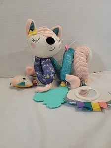 Infantino Plush Fox Spiral Carseat Stroller Toy Rattle Teether Sensory Activity - Picture 1 of 7