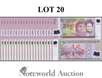 PARAGUAY 2000 Guaranies 2017 P 228 Polymer Lot 20 pcs 1/5 Bundle UNC - Image 1 of 4