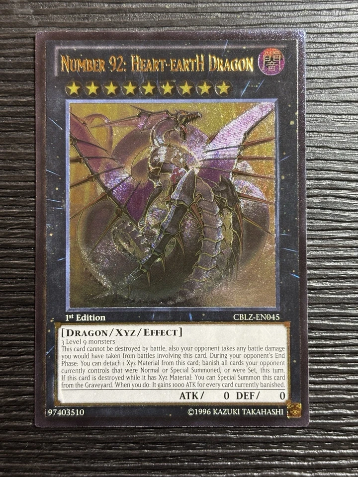 YuGiOh! Number 92: Heart-eartH Dragon CBLZ-EN045 Ultimate Rare 1st Edition Mint - Image 1 of 2