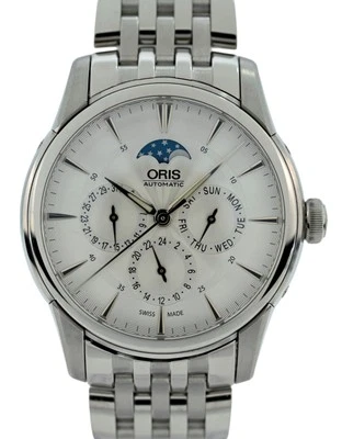Oris 40mm Men's Artelier Triple Calendar Moonphase Automatic Watch w/ B+P! 7703! - Image 1 of 4