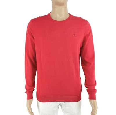 Gant Homme Rouge Coton Col Rond Pull Taille M - Photo 1/4
