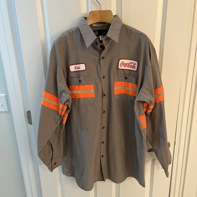 Coca Cola Uniform Delivery Work Shirt Men XXL 2XL Long Sleeve Gray Grey Coke - Image 1 of 4