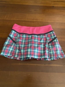 Lululemon Run Reflection Skirt Senorita Pink Plaid Women’s Size 4 - Picture 1 of 11