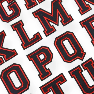 11.4cm Black Red Varsity Letter / Number Patch Patches Iron on / Sew on Alphabe