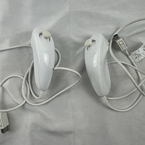 Nintendo Wii Nunchuk Controller Lot of 2 White OEM Official Wired Motion Sensor - Picture 1 of 3