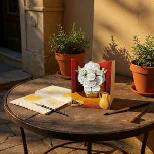 3D Karte Swing Cards Blumenstrauß weißer Rosen - Bild 1 von 3